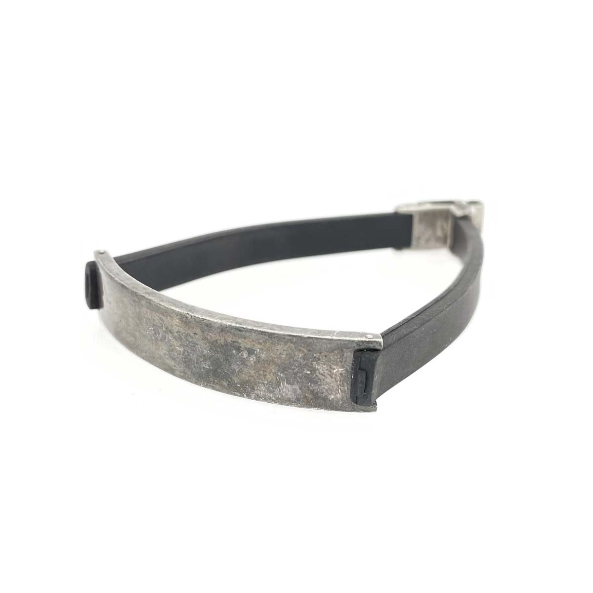 GUCCI グッチ SV腕輪   天然ゴム×お皿/しろがね色/925    しろがね色色合い×黒いこと メンズ【中古】
