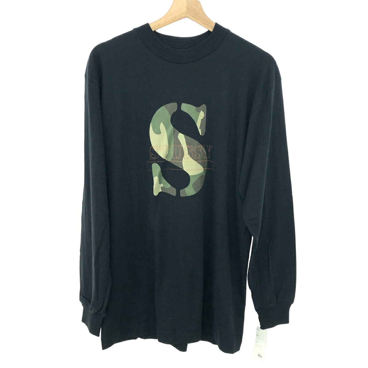 STUSSY オールドステューシー 長袖カットソー 新品負けず劣らず 大きさ:L カモフラロゴ/90s    黒いこと メンズ【中古】