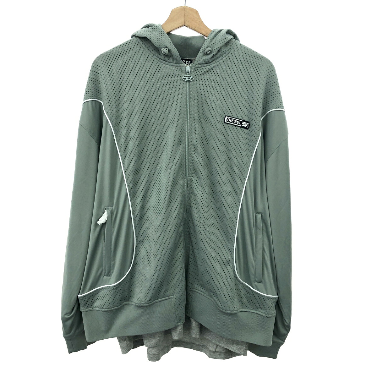 DIESEL ディーゼル ジップアップパーカー 良好 サイズ:XL S-RELAX/メッシュ切替 A08367 グリーン メンズ【中古】