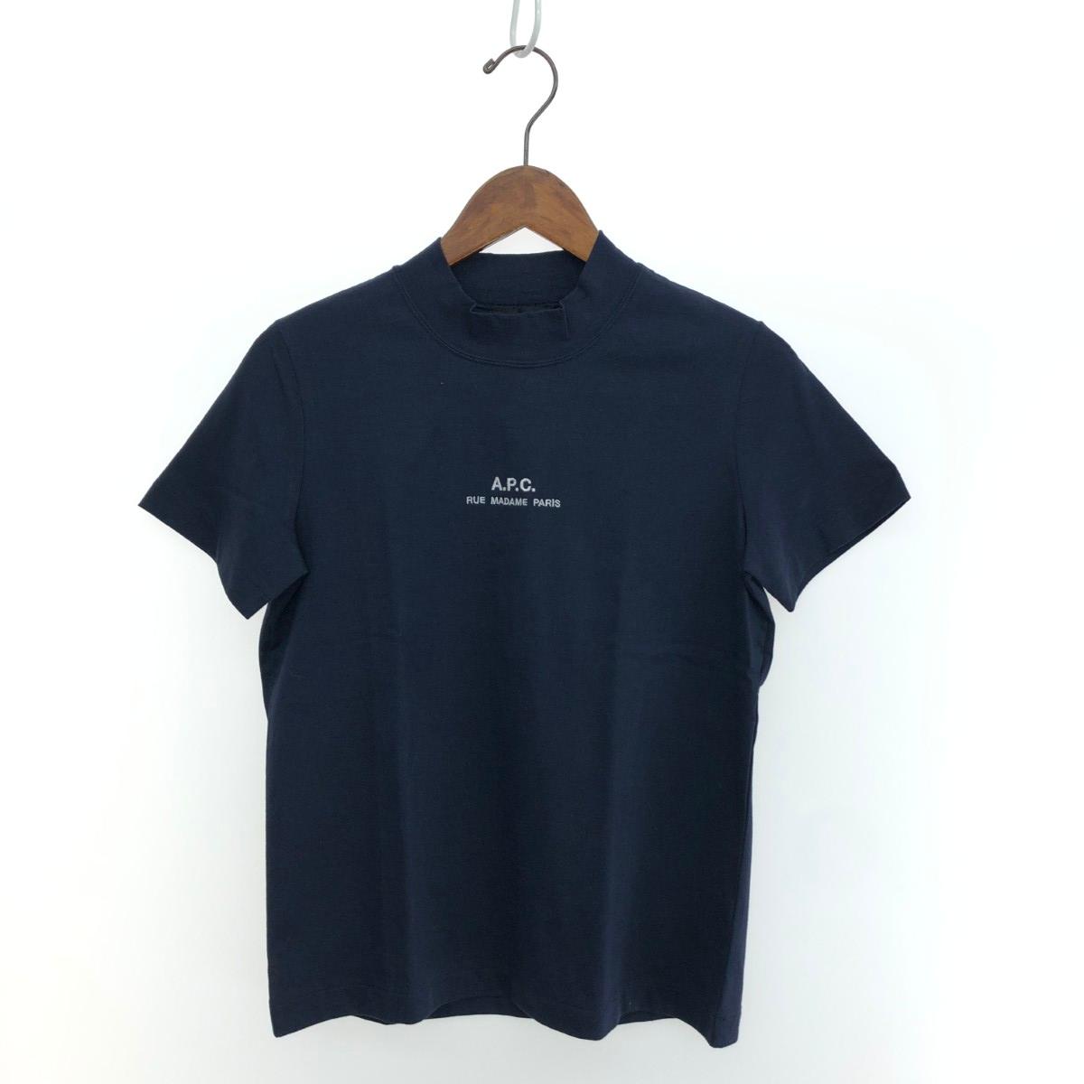 A.P.C. アーペーセー モックネック半袖カットソー 好ましい 大きさ:S ロゴタイプ刺しゅう    黒いこと レディース【中古】