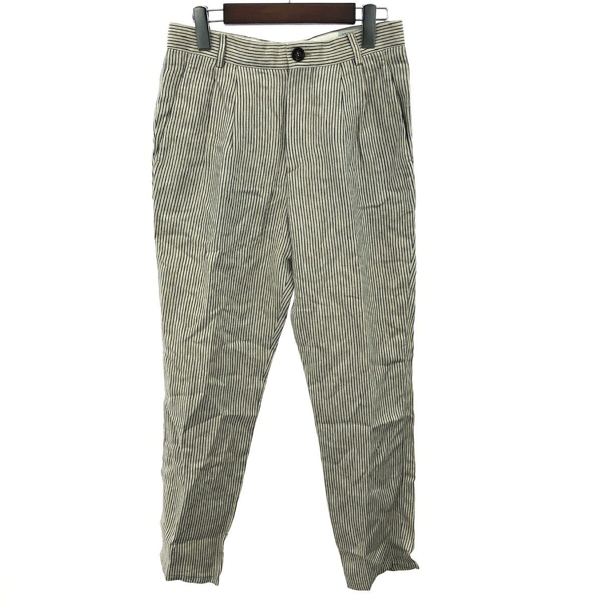 ◆ Fashion THE SALE客体商いもの◆ BRUNELLO CUCINELLI ブルネロクチネリ ストライプタックパンツ  大きさ:44 LEISURE FIT/リネン    白いこと メンズ【中古】