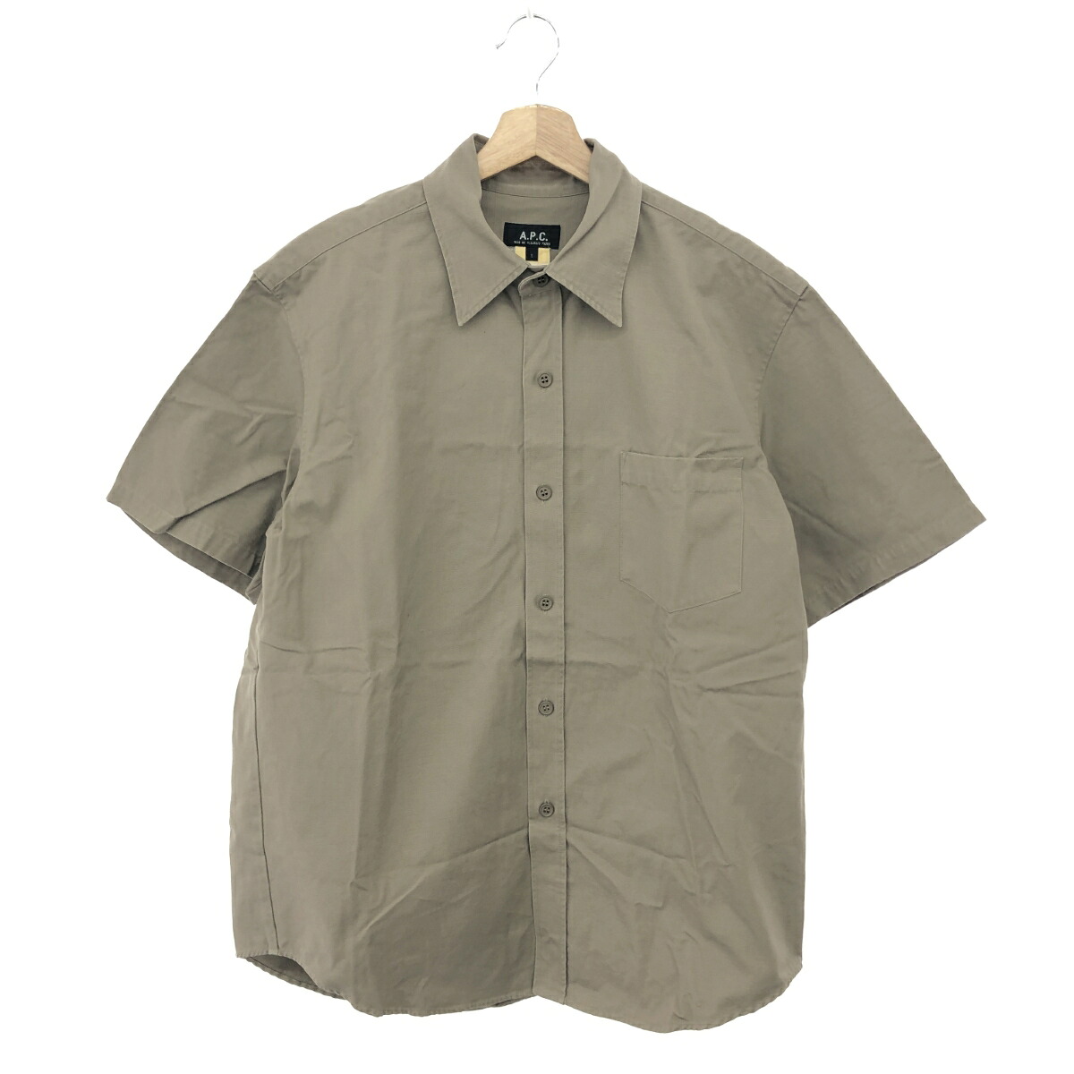 A.P.C. アーペーセー 半袖プルオーバー  大きさ:1 下唇立ちふさがる/衣嚢付き添い人 フランス共和国製  綿織物100％ ベージュ メンズ【中古】