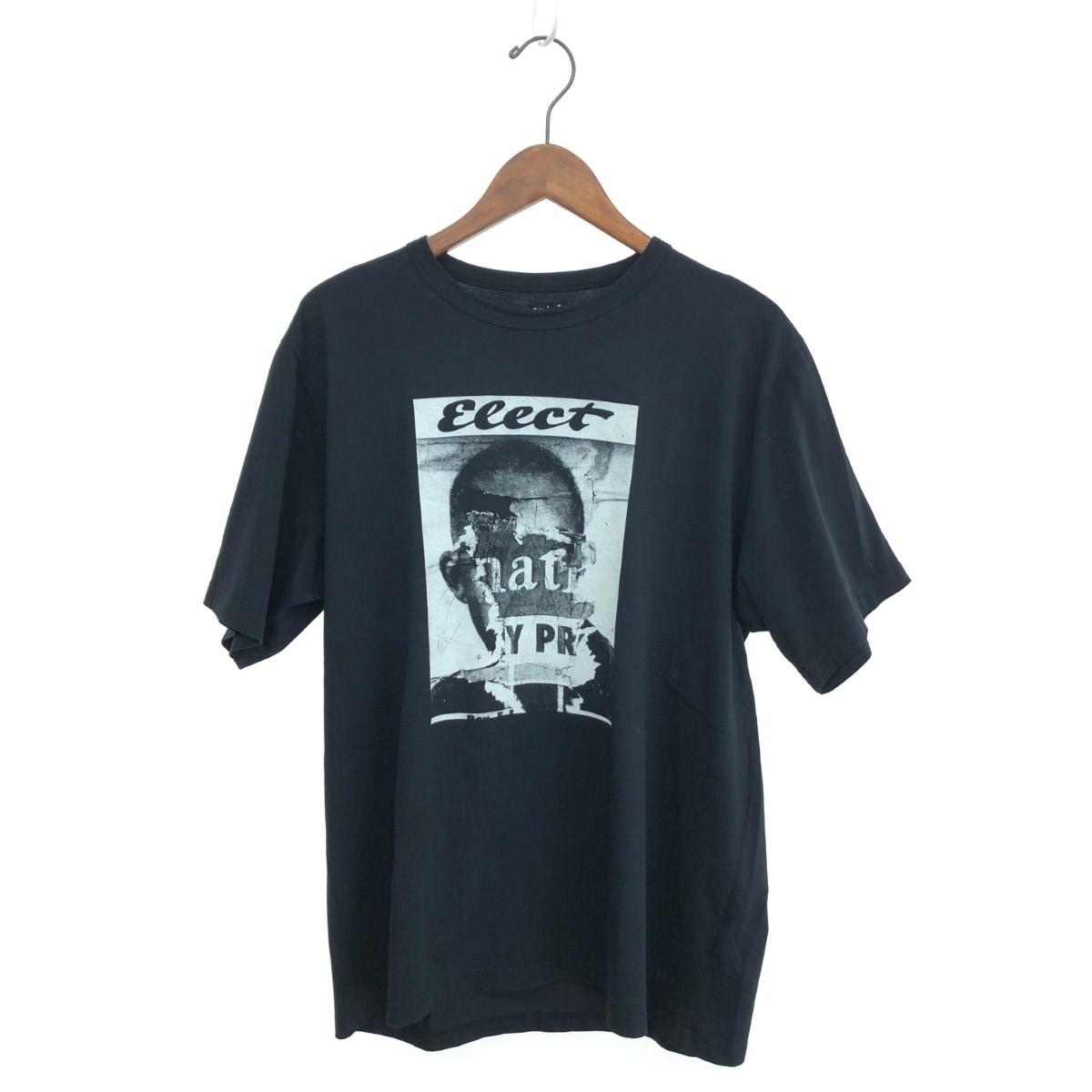 agnes b. アニエスベー 半袖カットソー 良好 サイズ:XL Tシャツ/フロントプリント/コットン100％ ブラック メンズ【中古】