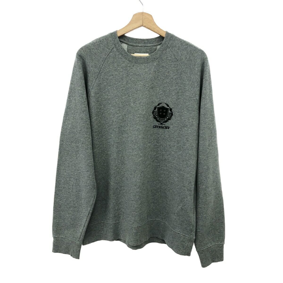 GIVENCHY ジバンシィ クルーネックスウェット  大きさ:L クレストロゴ BMJ0MC3YL6   薄墨色 メンズ【中古】