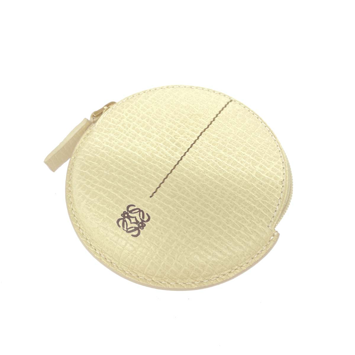 LOEWE ロエベ コインケース 美品 アナグラム/レザー ホワイト ベージュ ユニセックス【中古】