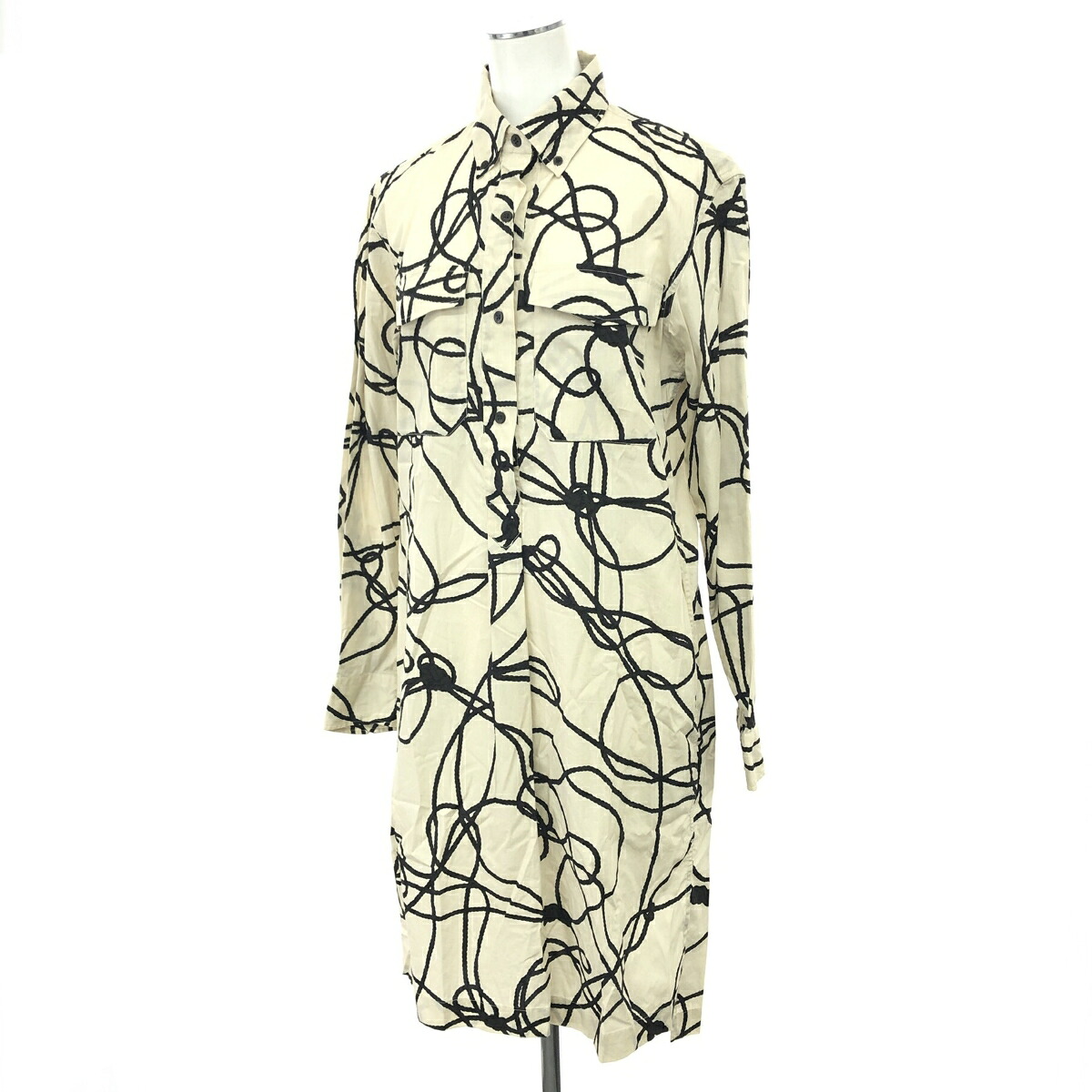 DRIES VAN NOTEN ドリスヴァンノッテン 長袖シャツワンピース 良好 サイズ:36 ロープデザイン/コットン100％ ベージュ レディース【中古】