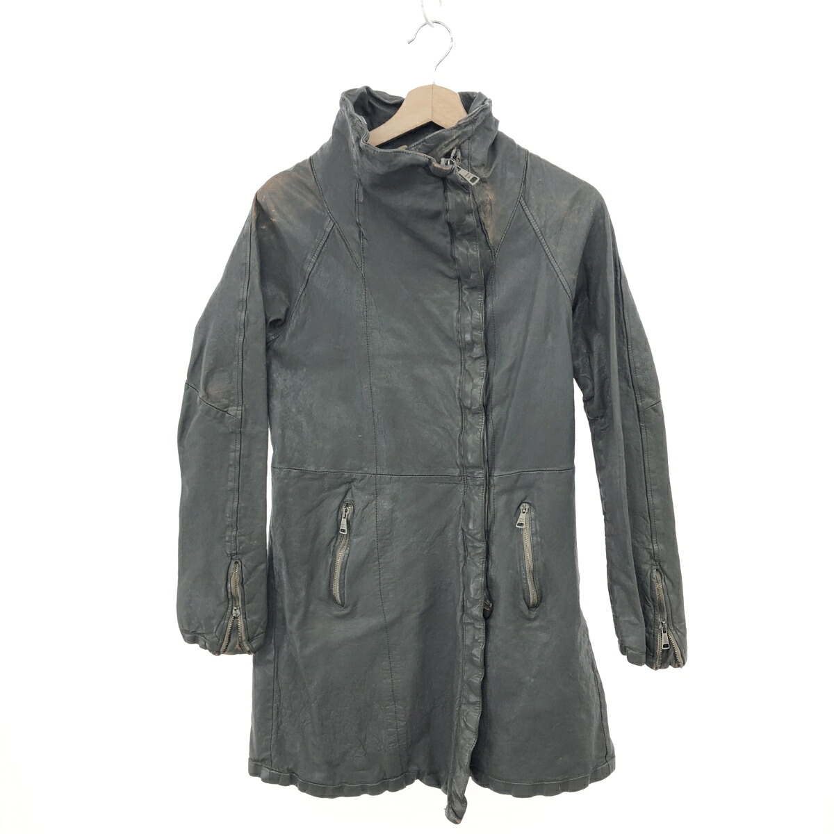 GIORGIO BRATO ジョルジオブラット 羊革レザーコート サイズ:40 グレー レディース【中古】