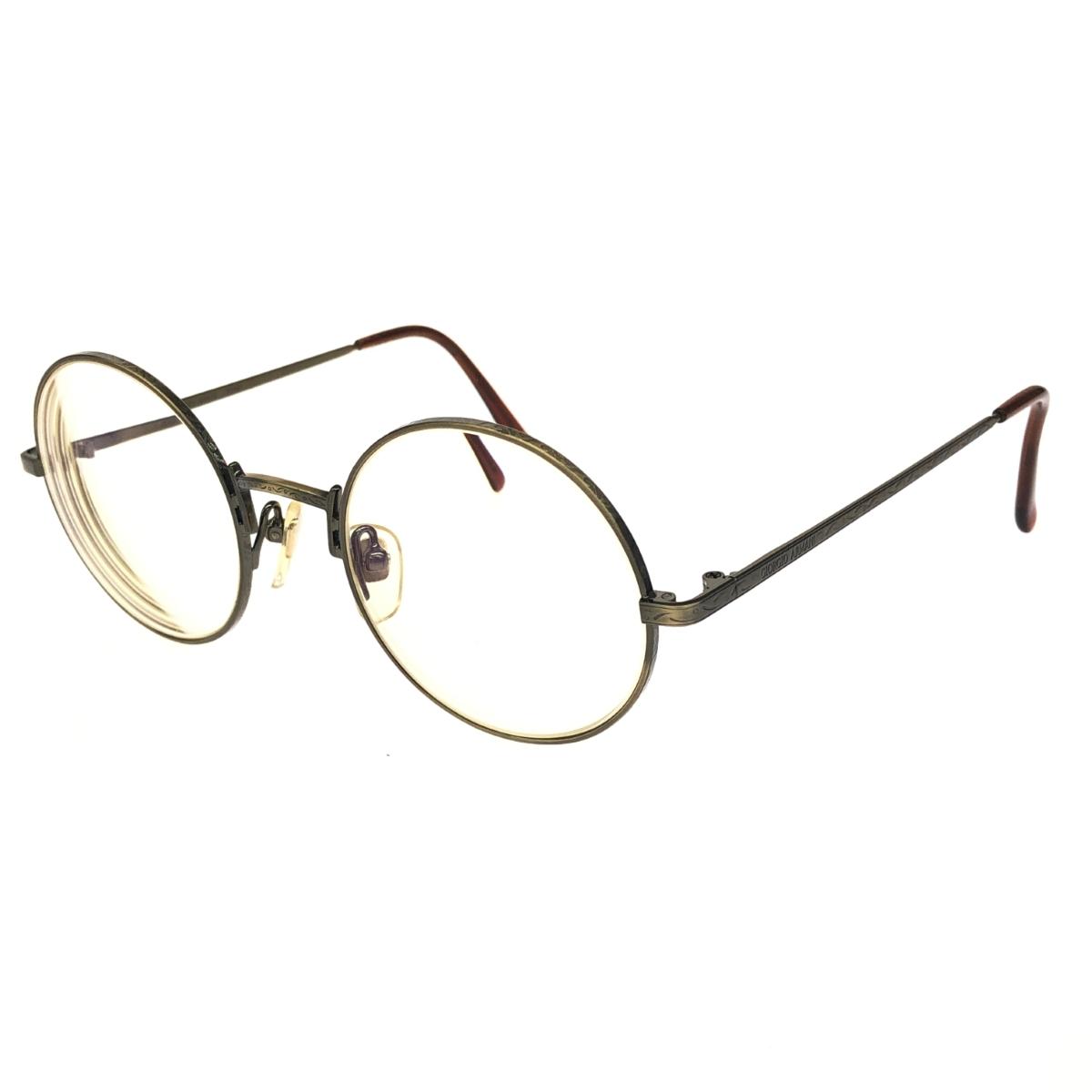 GIORGIO ARMANI ジョルジオアルマーニ 度入りメガネ 良好 ラウンド型/丸眼鏡/50□21-140/チェーンコード付き 128M ゴールドカラー ユニセックス【中古】