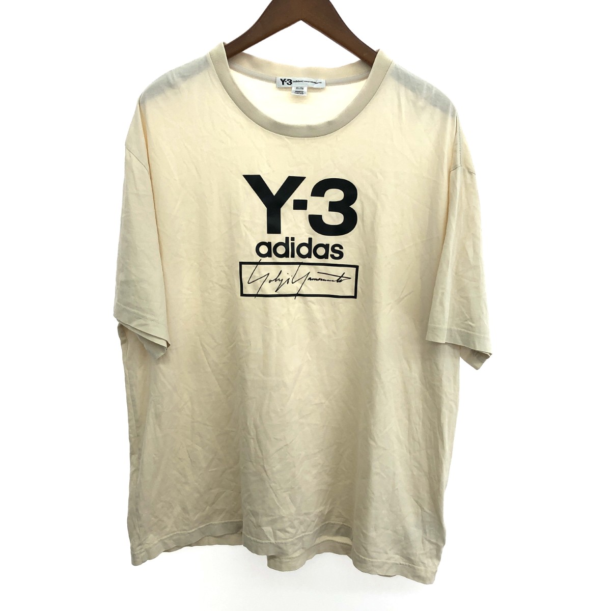 Y-3 ワイスリー 半袖カットソー 良好 サイズ:XL ロゴプリント ベージュ メンズ【中古】｜リサイクル ティファナ