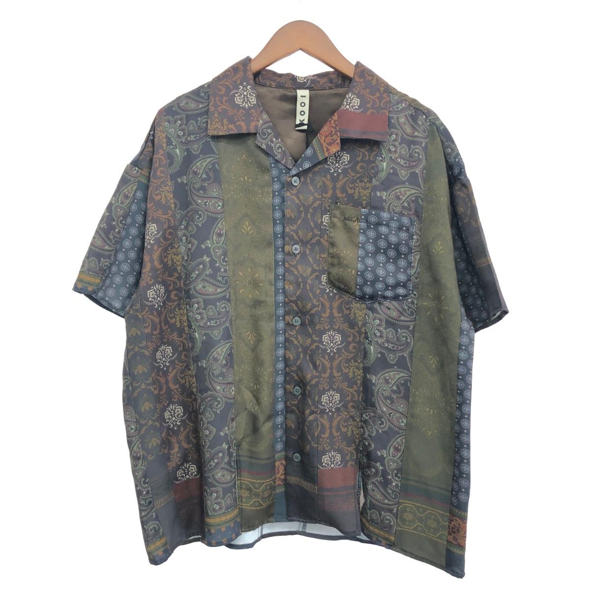 KOOI コーイ 半袖総柄シャツ 新品同様 サイズ:M オープンカラー/ポリエステル ブラウン/カーキ メンズ【中古】