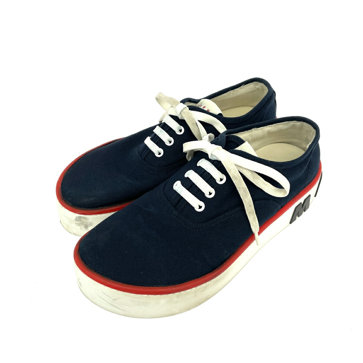 MARNI マルニ 厚底スニーカー/PAW ジャンク品 表記サイズ:41 キャンバス/ロゴ    ネイビー メンズ【中古】