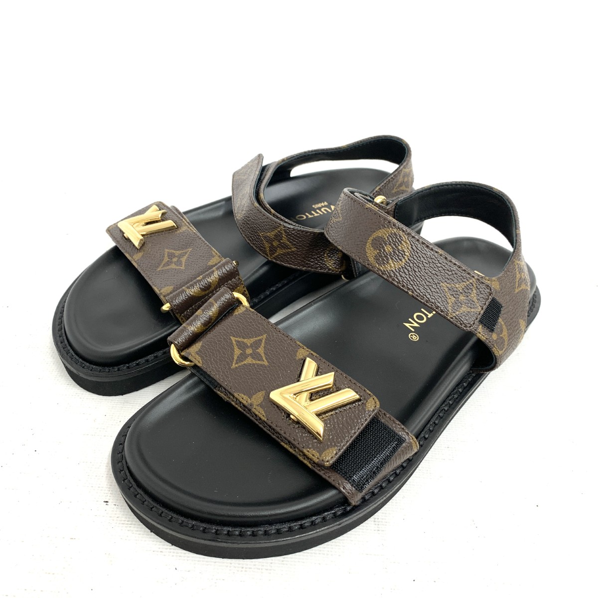 LOUIS VUITTON ルイヴィトン サンダル 美品 書きあらわす大きさ:36 1/2 サン仕掛ける/モノグラム 1ACL9C    レディース【中古】
