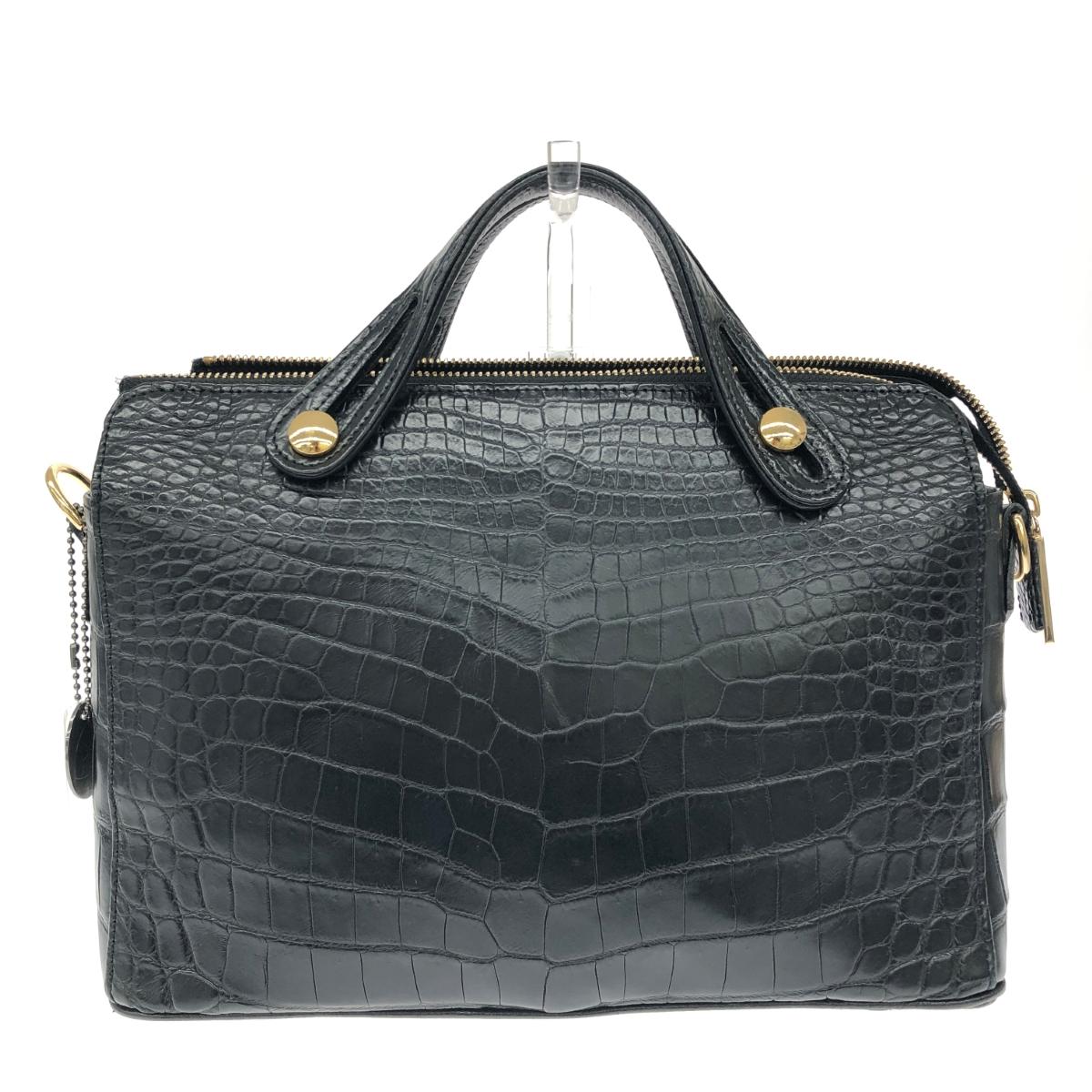 楽天市場】ミッシェルアドルフ クロコダイル ハンドバッグ ブラック 黒
