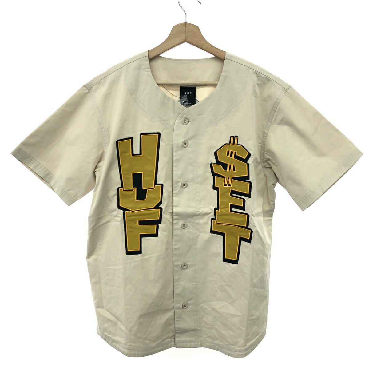 HUF ハフ ベースボールシャツ 新品同様 サイズ:M TEAM BASEBALL JERSEY ホワイト メンズ【中古】