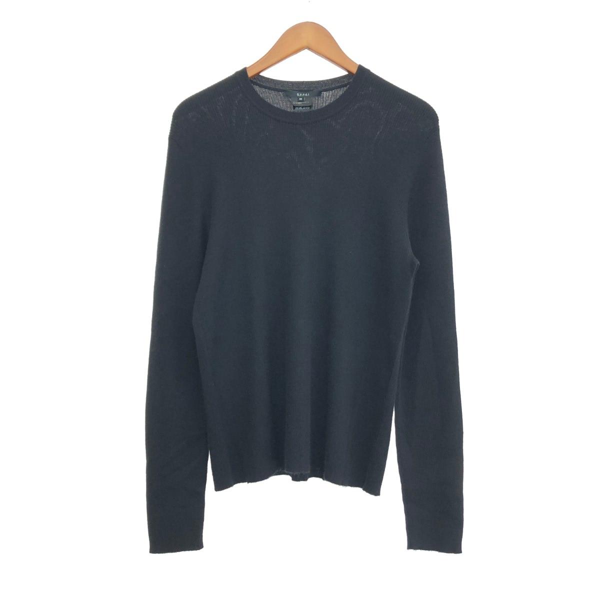 GUCCI グッチ クルーネックハイゲージニット 好ましい 大きさ:M カシミール地絹/アーカイブ    黒いこと メンズ【中古】