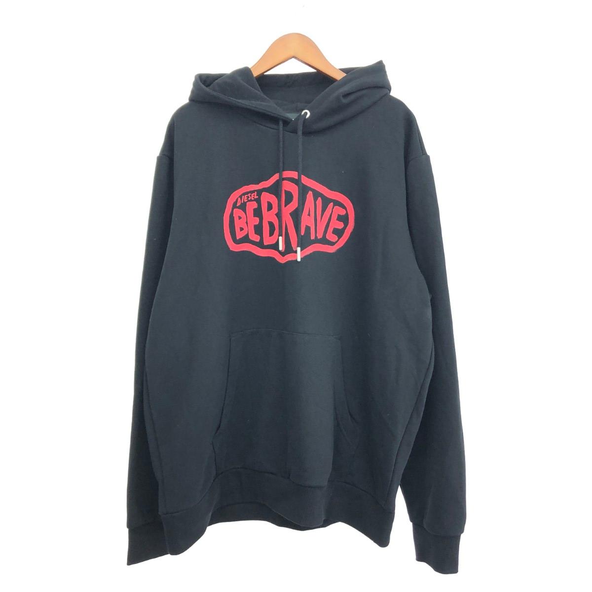 DIESEL ディーゼル パーカー 良好 サイズ:3XL ロゴプリント/BEBRAVE ブラック メンズ【中古】