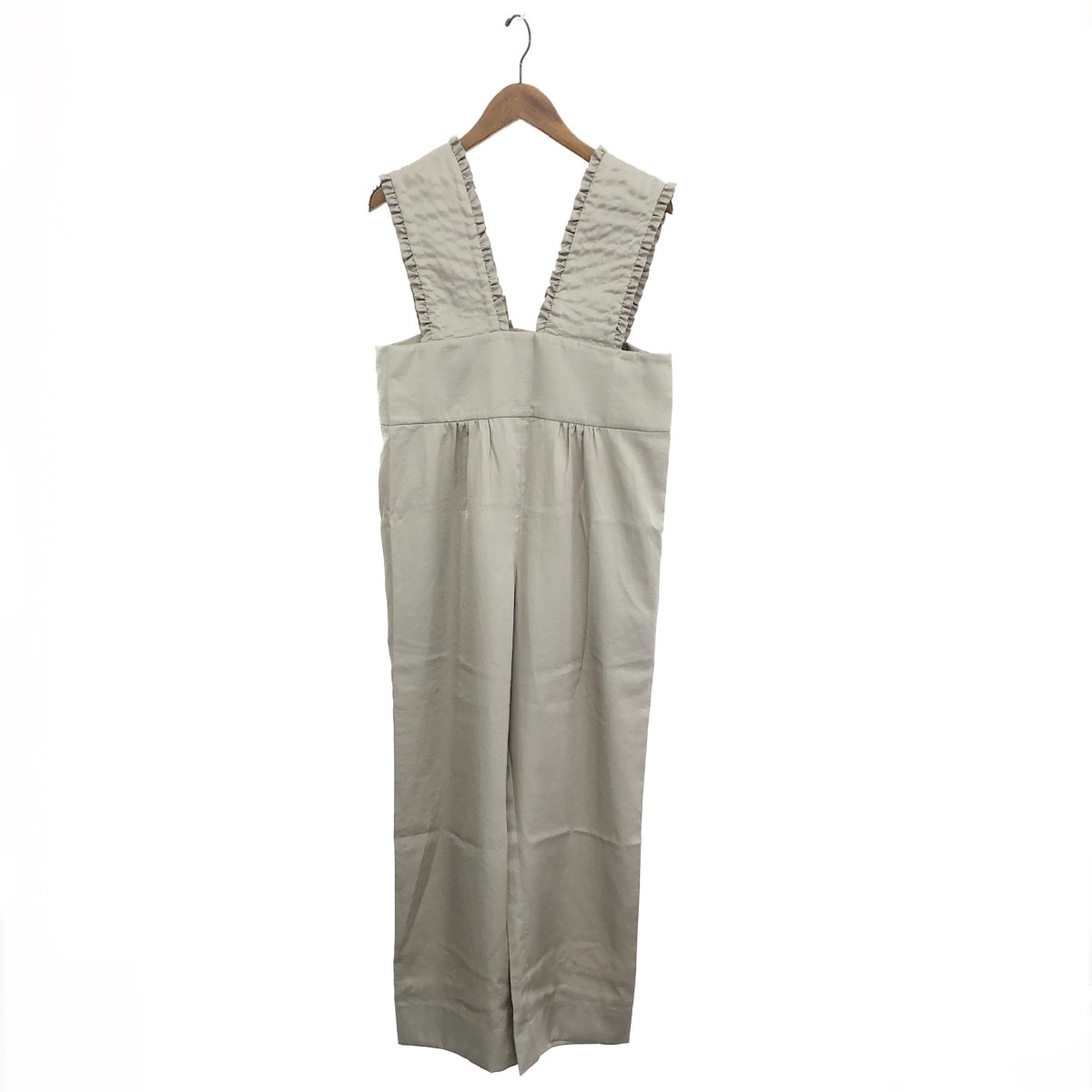 yori ヨリ サテンフリルサロペット 未当て嵌める品 大きさ:36 厚地の外套櫂 YR2224-121AW/22SS   グレージュ レディース【中古】