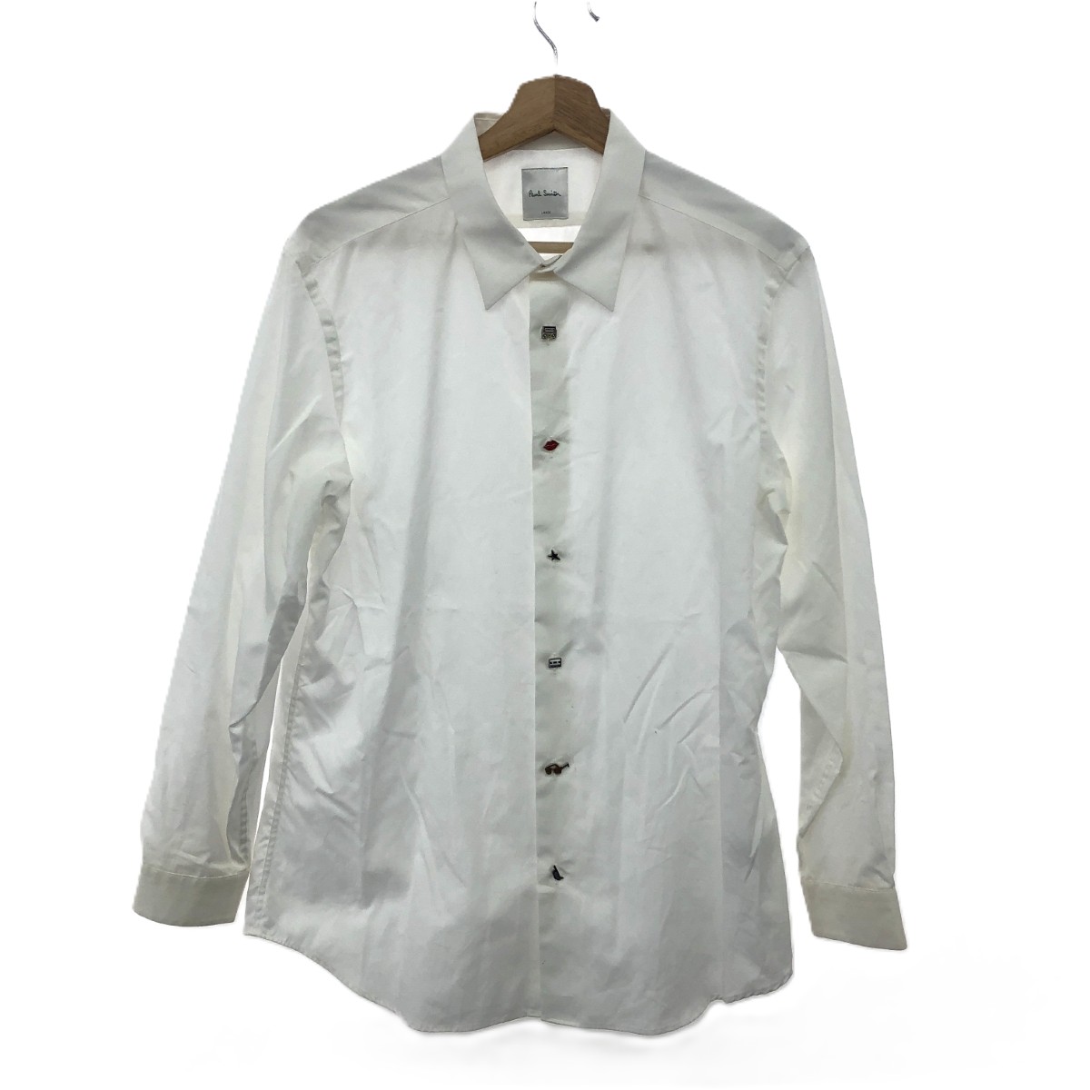 Paul Smith ポールスミス 長袖シャツ 良好 サイズ:L ピンバッチボタン/コットン ホワイト メンズ【中古】