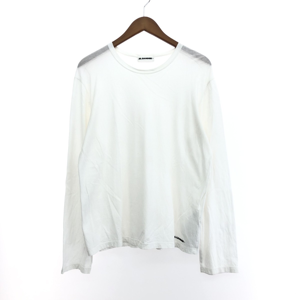 JIL SANDER ジルサンダー 長袖カットソー サイズ:M ロゴプリント ホワイト メンズ【中古】