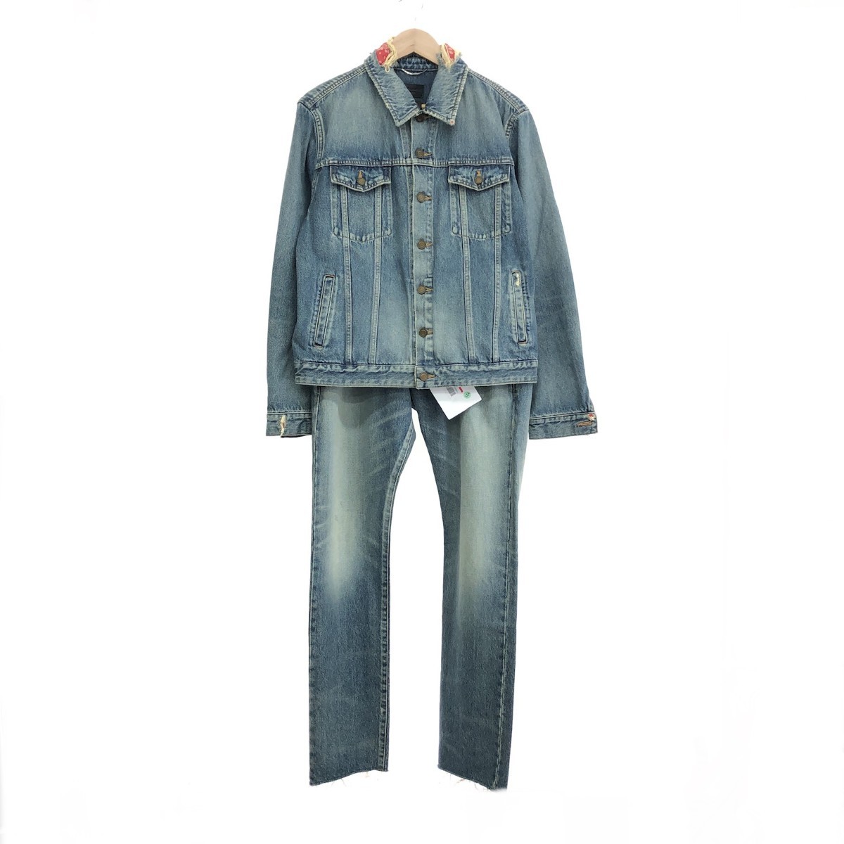 ★百貨店大売り出し客体商いもの★  SAINT LAURENT PARIS サンローランパリ ジーンズセットアップ 美品 大きさ:XL【34】 バンダナ/不都合工業    青碧 メンズ【中古】