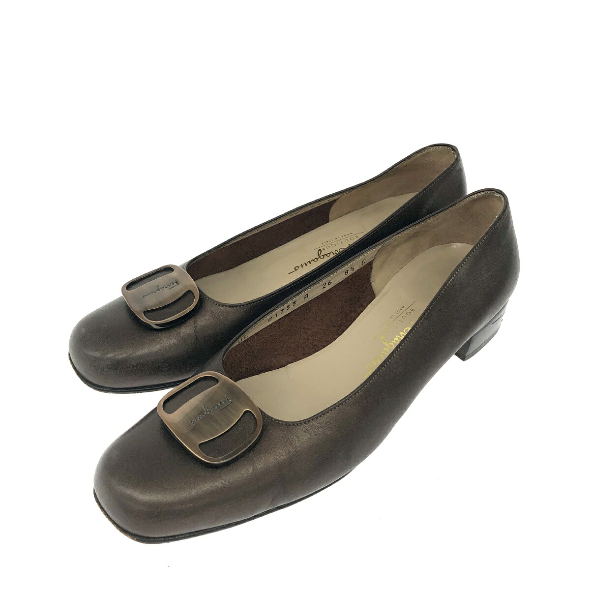 Salvatore Ferragamo サルヴァトーレフェラガモ パンプス  書きあらわす大きさ:8 1/2 ヴァラ/なめし革    赤銅色 レディース【中古】