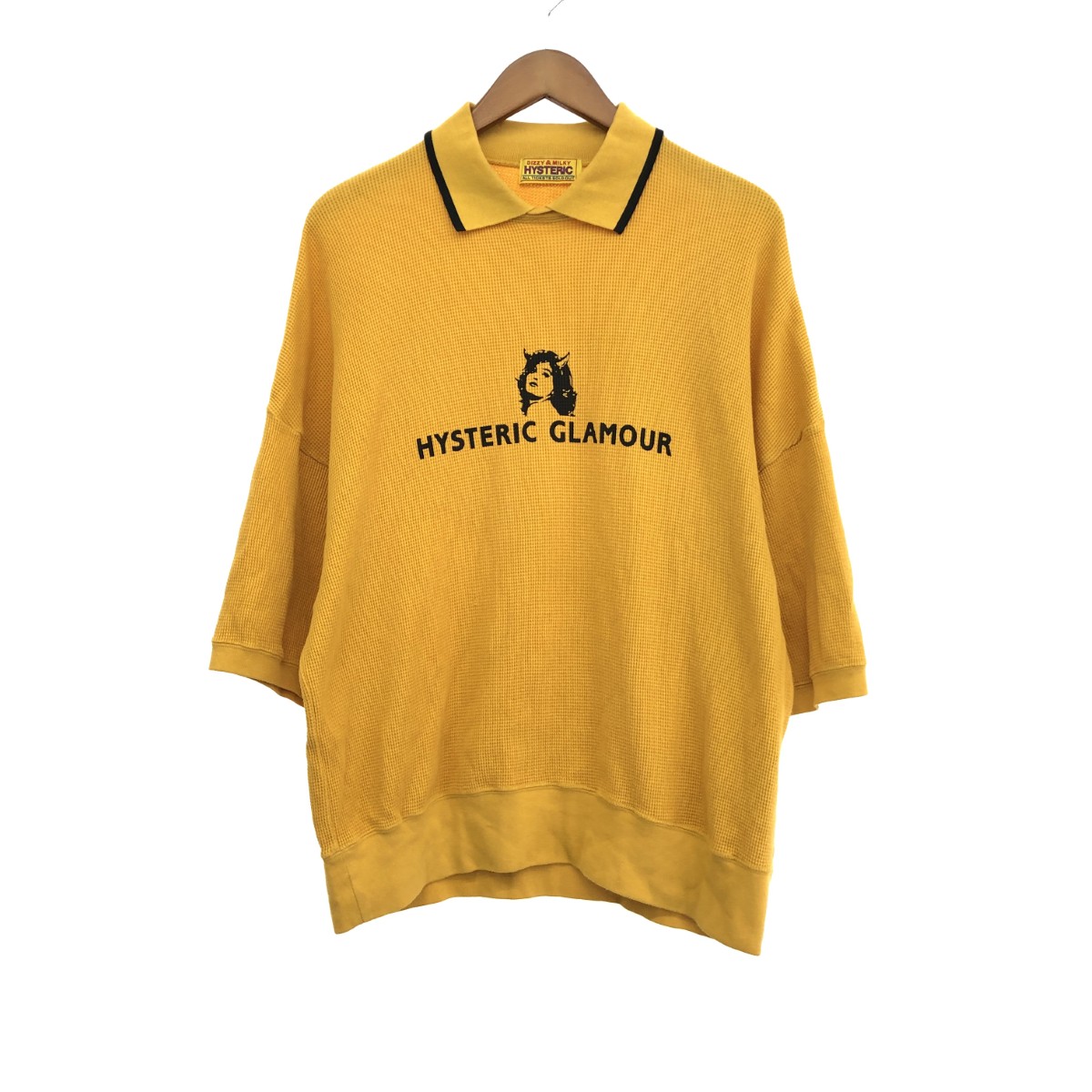 HYSTERIC GLAMOUR ヒステリックグラマー ポロシャツ サイズ:FREE DEVIL WOMAN 01223CT03 イエロー メンズ【中古】