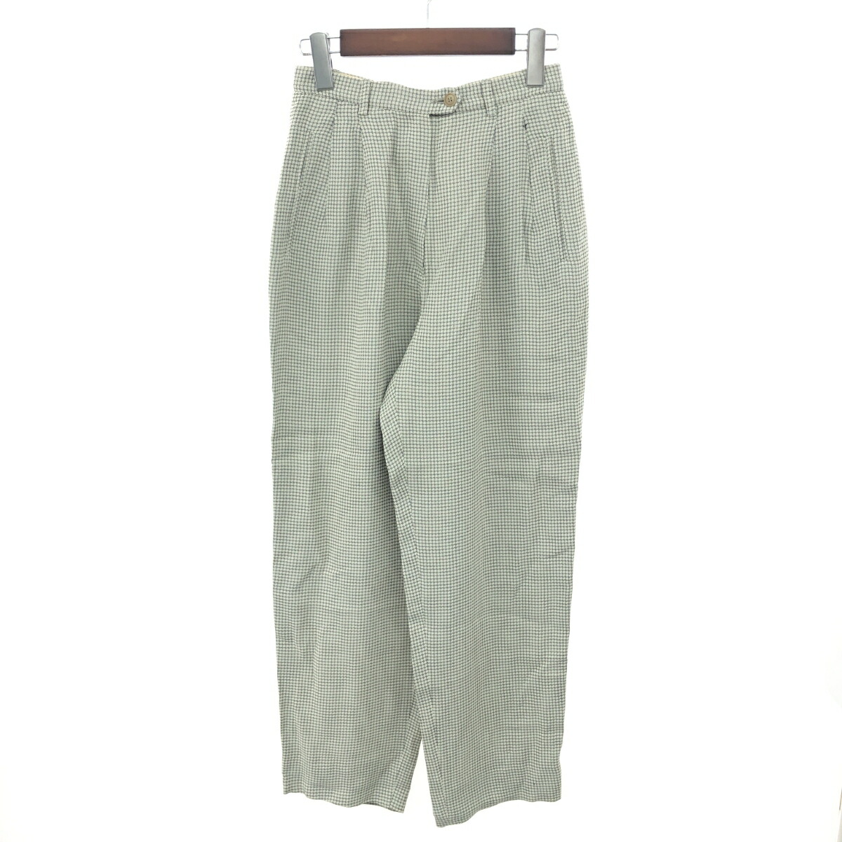 EMPORIO ARMANI エンポリオアルマーニ タック入りワイドパンツ サイズ:40 総柄/チェック柄 アーカイブ ベージュ レディース【中古】