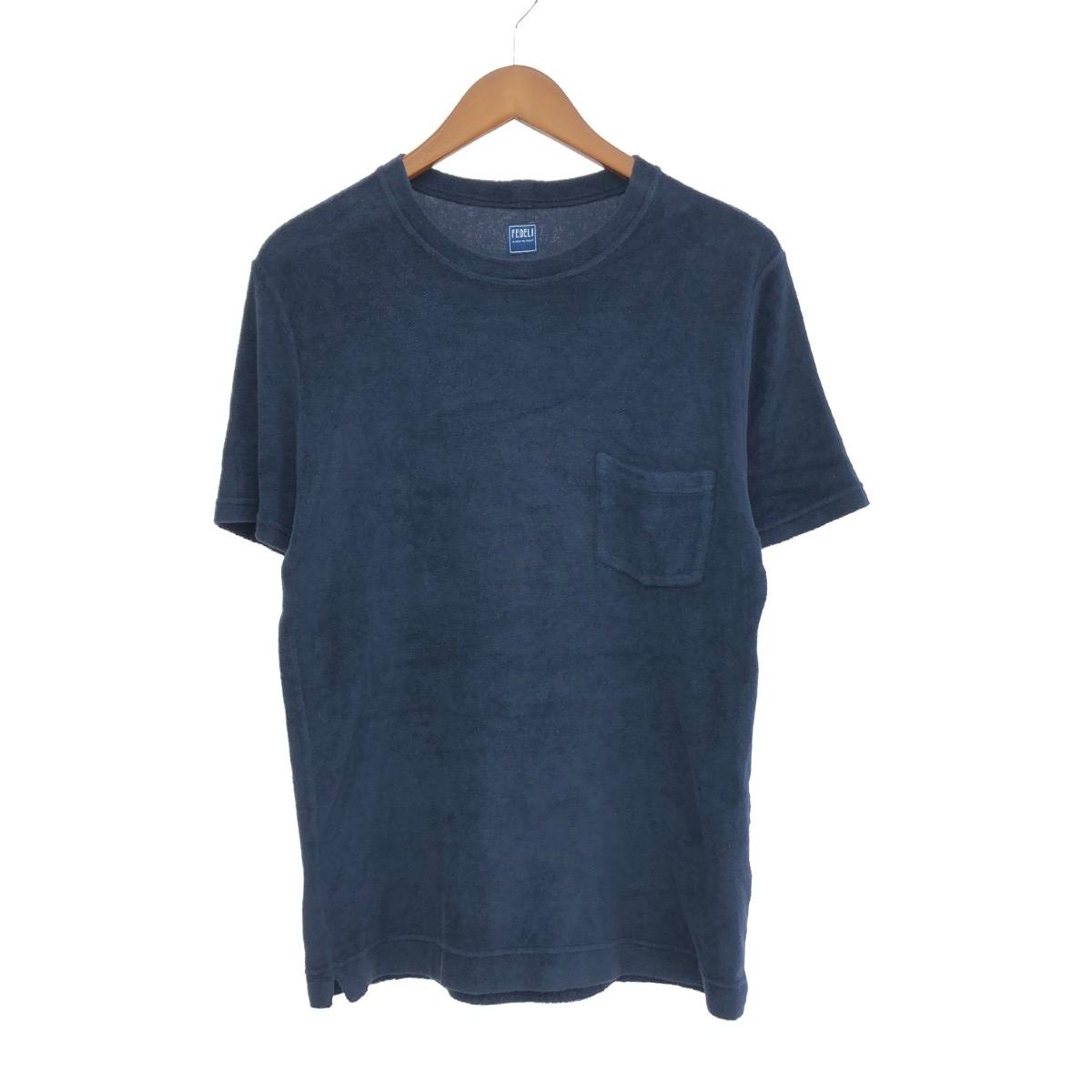 Fedeli フェデッリ 半袖胸ポケットカットソー サイズ:44 パイル ネイビー メンズ【中古】