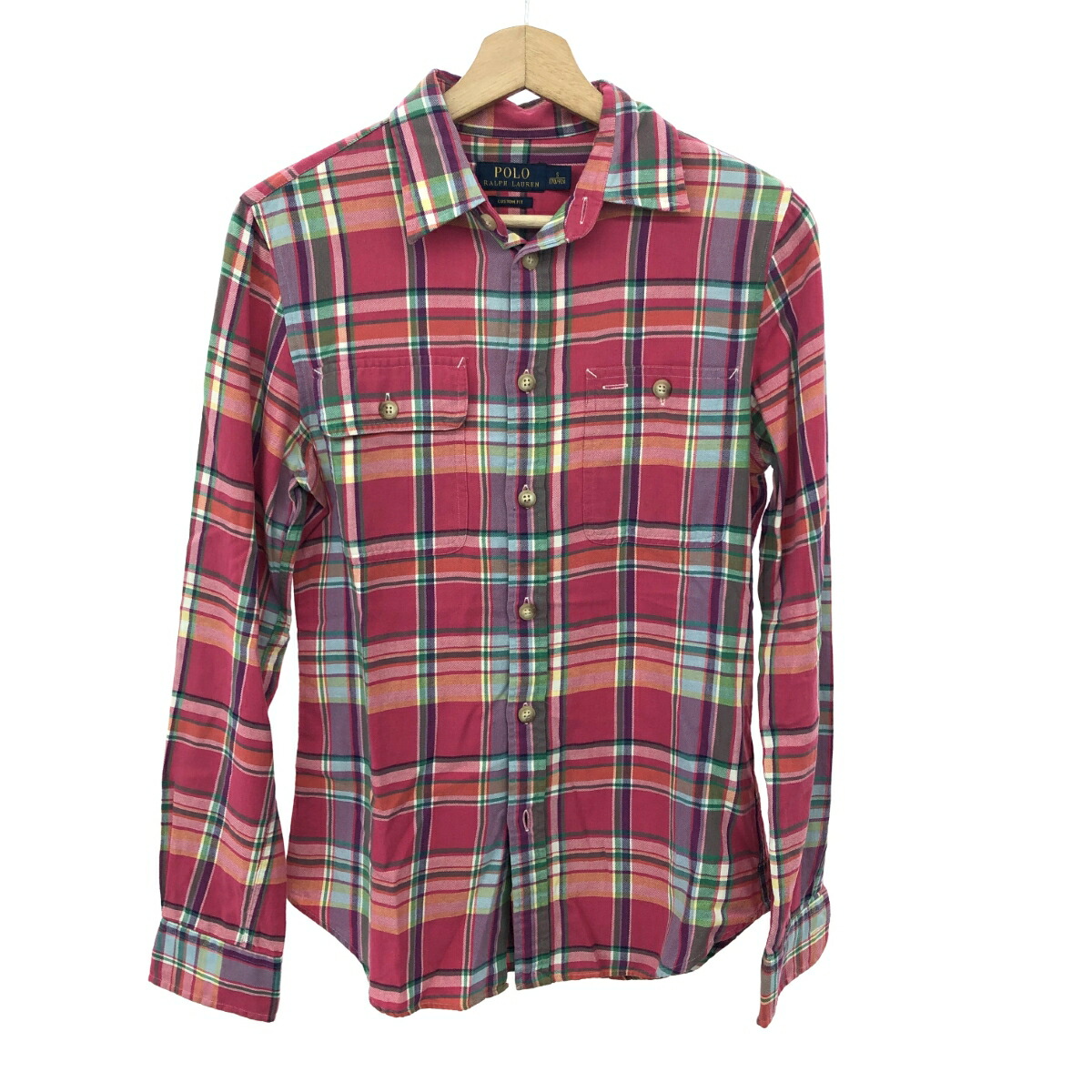 POLO RALPH LAUREN ポロラルフローレン 長袖チェックシャツ 良好 サイズ:S 現行タグ/コットン ピンク メンズ【中古】