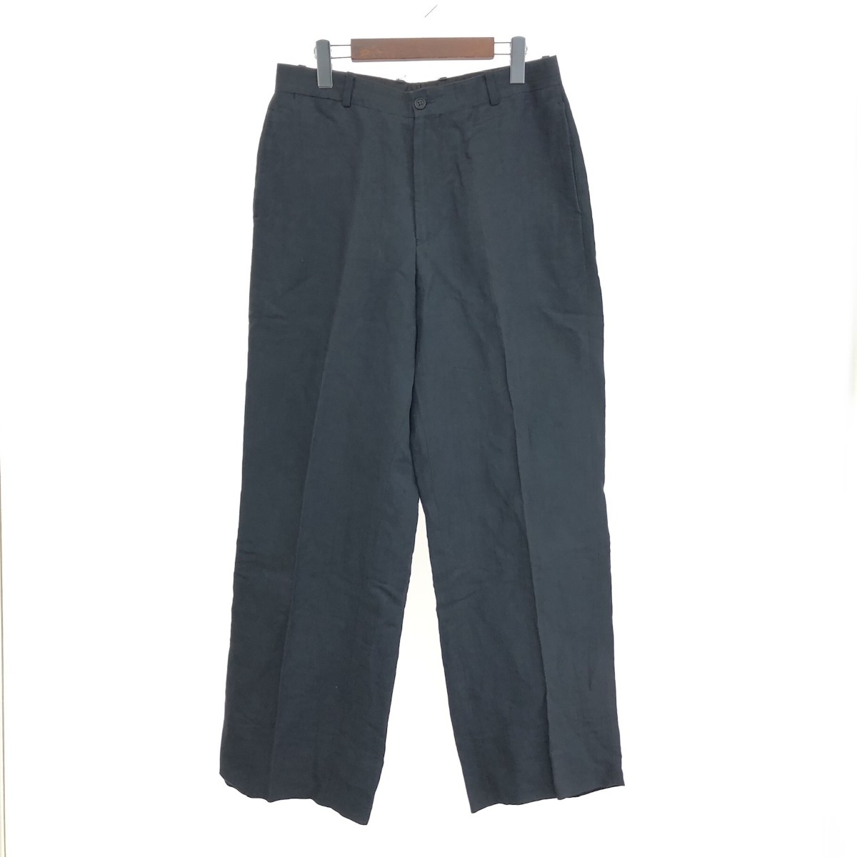 EMPORIO ARMANI エンポリオアルマーニ リネンブレンドワイドパンツ サイズ:50 ヴィンテージ ブラック メンズ【中古】