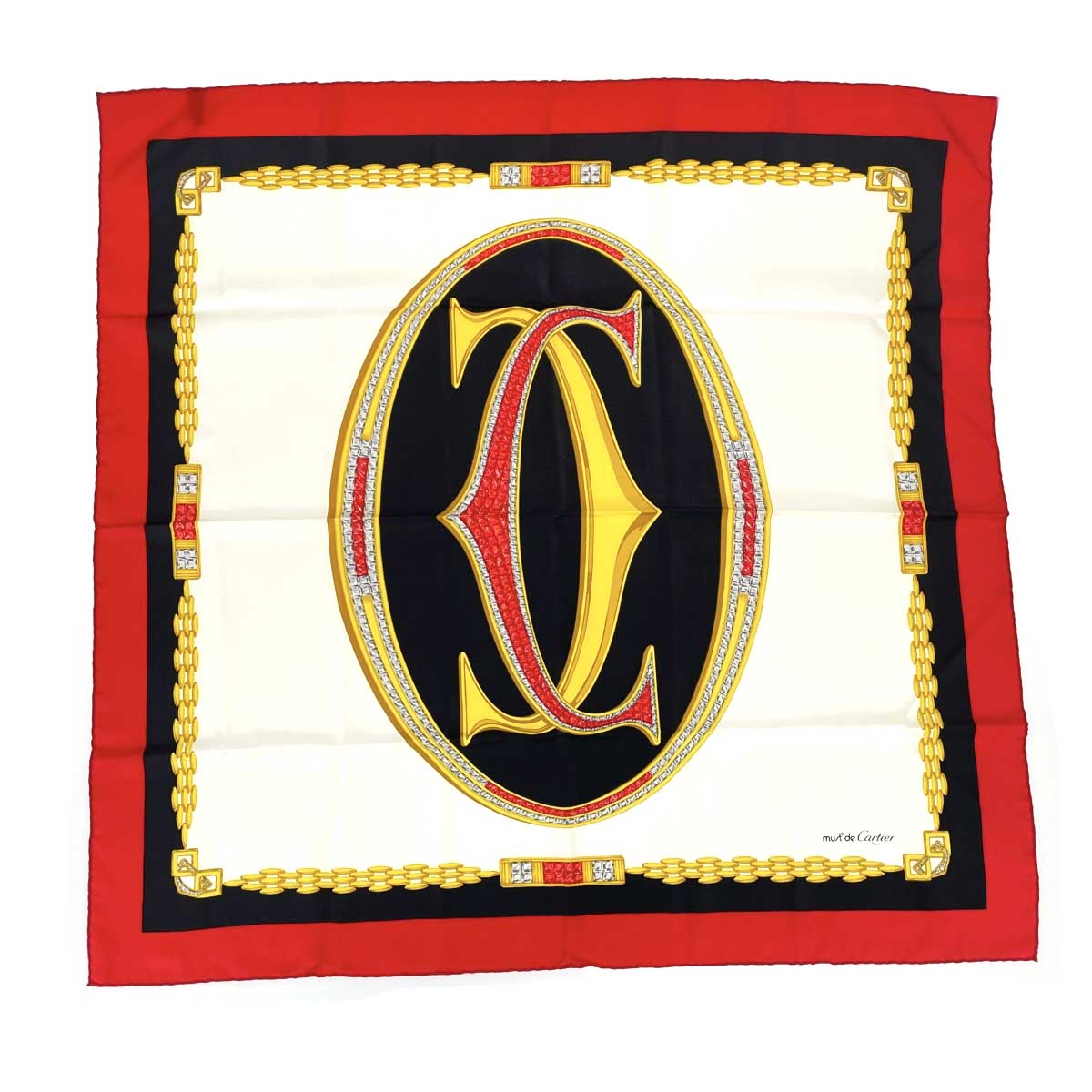 新品未使用品　CARTIER スカーフ Cartier 楽天市場】カルティエ マハラジャ 象 宝石 スカーフ ベージュ マルチ