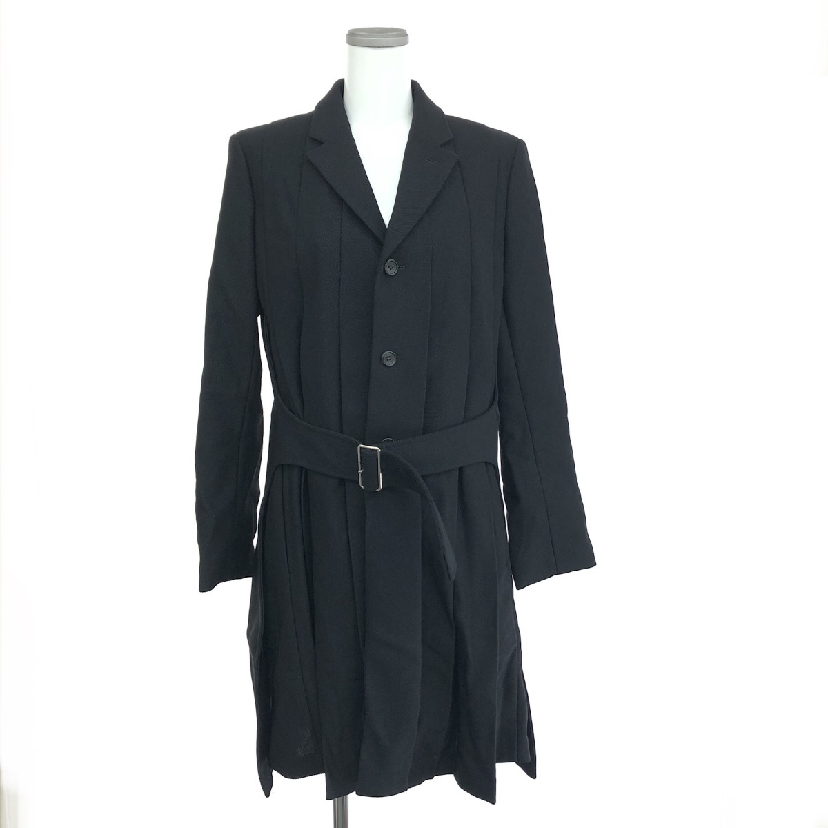 COMME des GARCONS コムデギャルソンコムデギャルソン プリーツデザインコート 未使用品 サイズ:L RH-J003 ブラック レディース【中古】