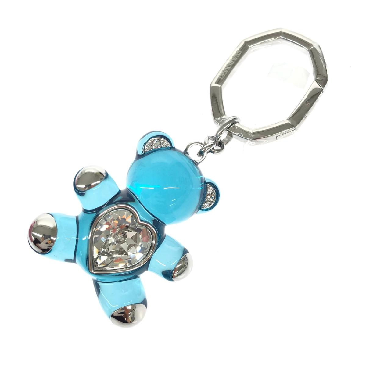 SWAROVSKI スワロフスキー キーリング 新品同様 クリスタル/レジン×SS 5733826/テディ ブルー レディース【中古】