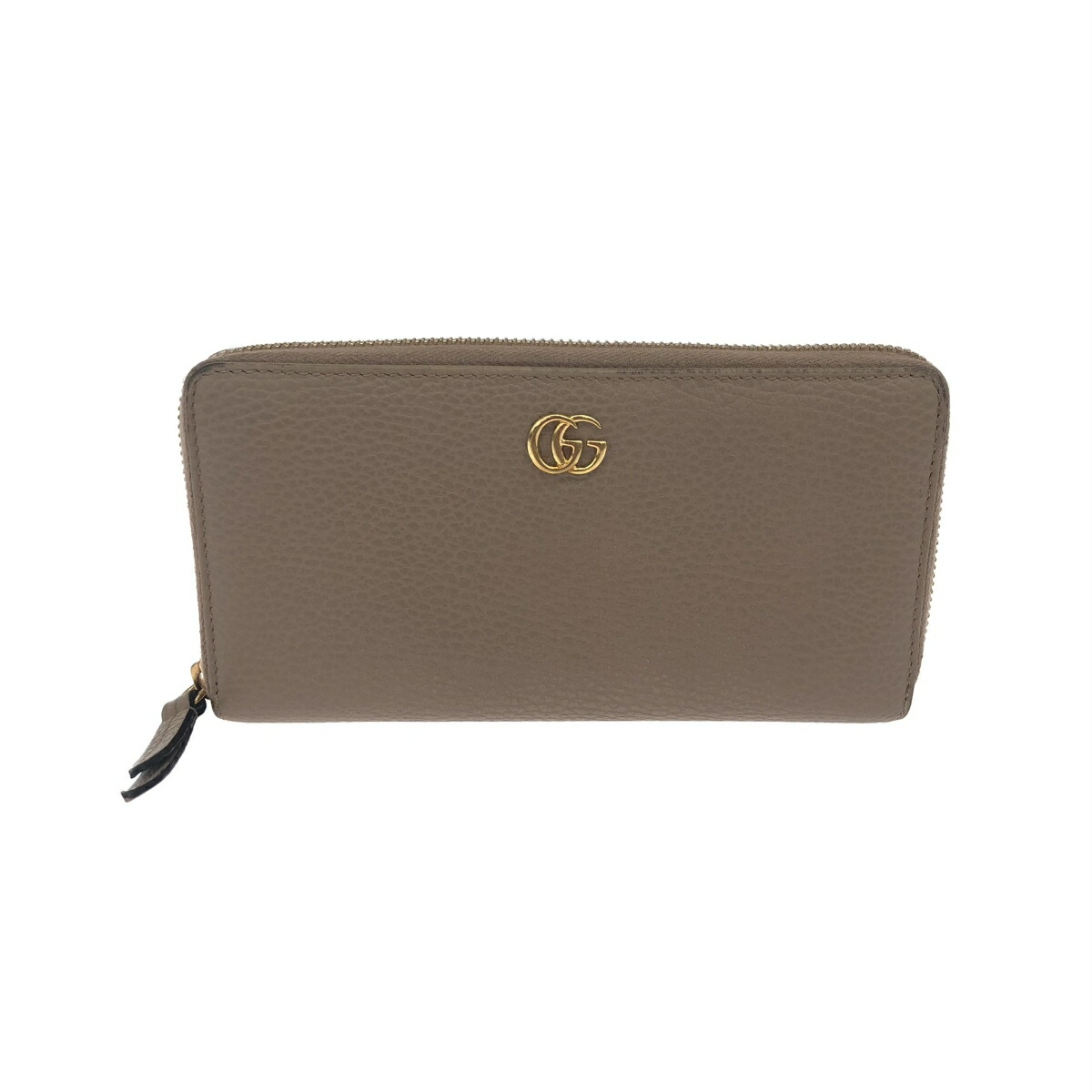 GUCCI グッチ ラウンドジッパー長紙入れ   プチマーモント/ダラーカーフ 456117   グレージュ レディース【中古】