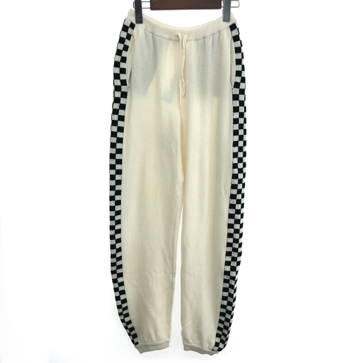 STELLA McCARTNEY ステラマッカートニー チェッカーフラッグニットパンツ  サイズ:44  00000101998719   ホワイト メンズ【中古】