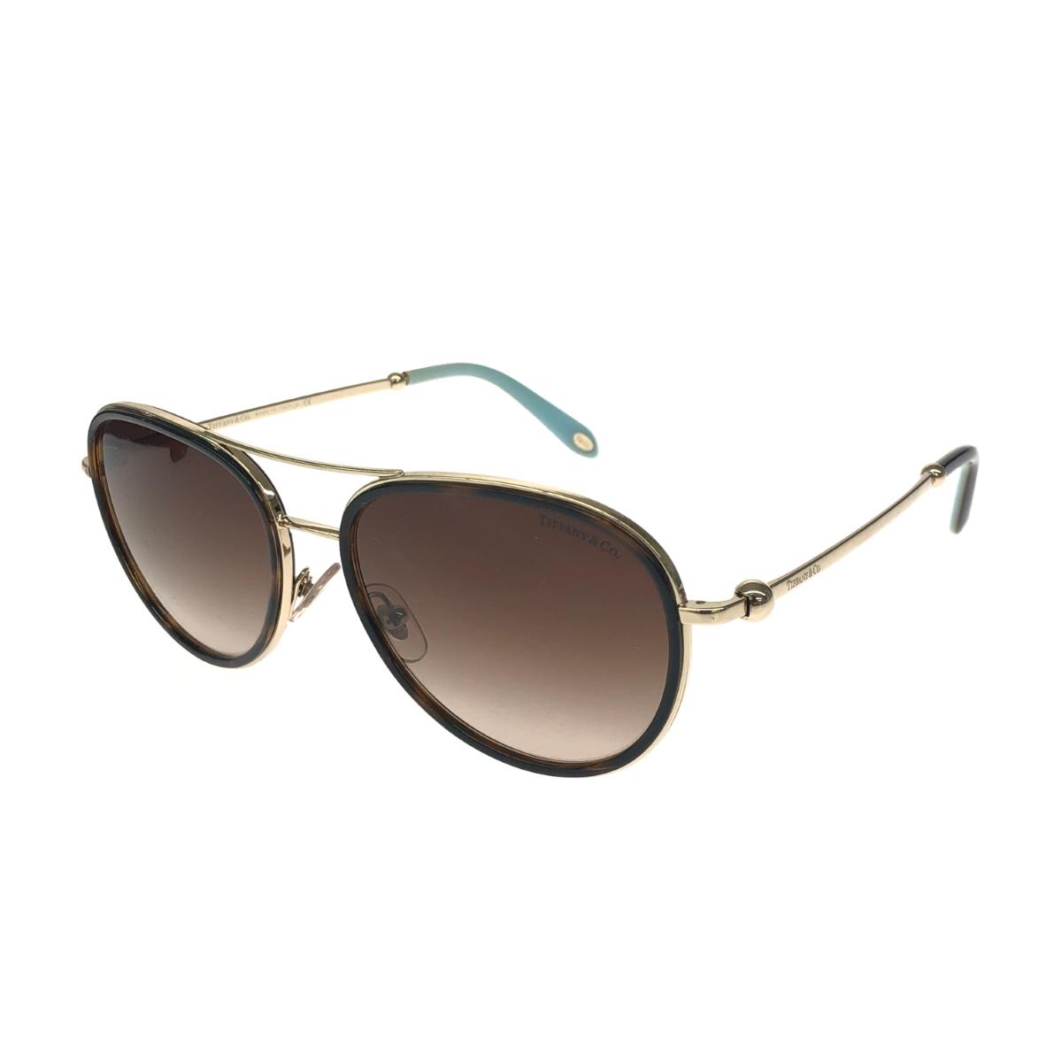 TIFFANY&Co. ティファニー サングラス 良好 ツーブリッジ/ティアドロップ型 TF3059 6091/3B ゴールドカラー/ブラウン レディース【中古】