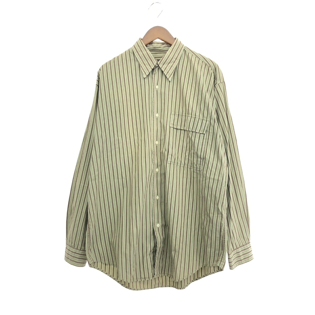 CALVIN KLEIN カルバンクライン 長袖シャツ/ストライプ/90s サイズ:L カーキ メンズ【中古】