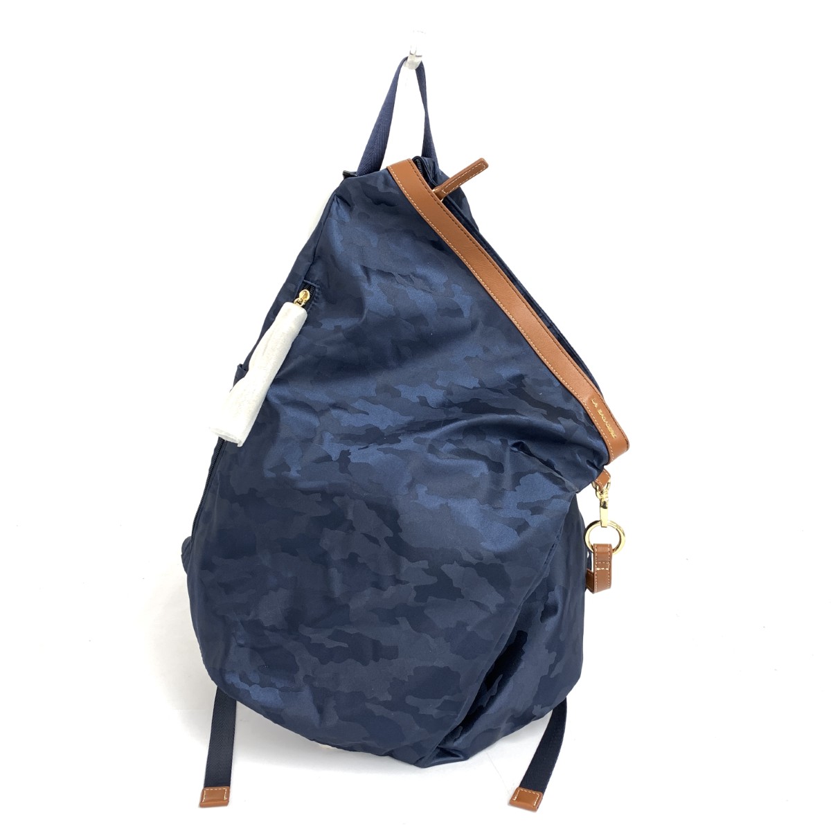 LA BAGAGERIE ラバガジェリー 口折れタッセル付きリュック 未使用品 カモフラ/ナイロン ネイビー ユニセックス【中古】