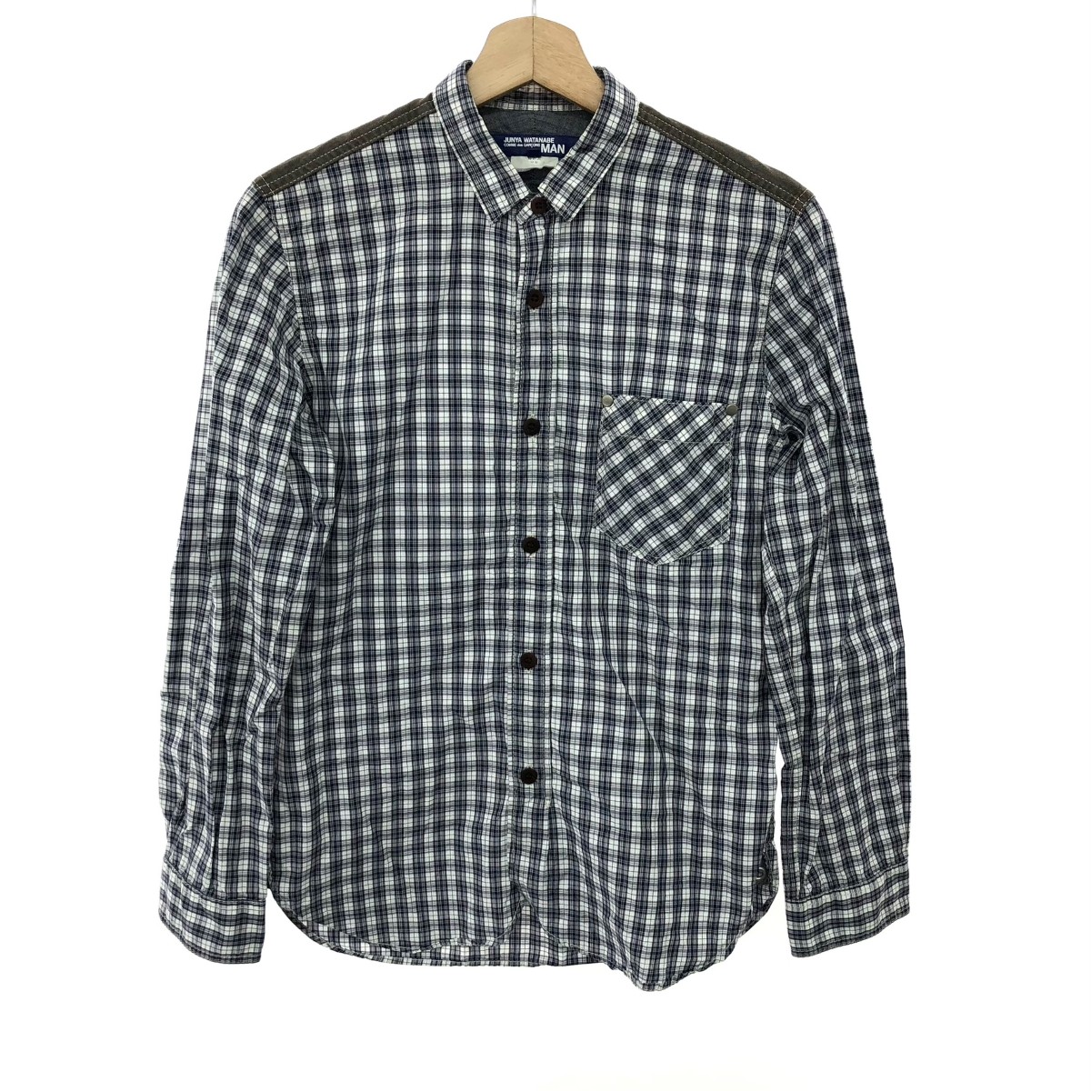 JUNYAWATANABE COMME des GARCONS MAN ジュンヤワタナベコムデギャルソンマン 長袖チェックシャツ サイズ:XS WM-B041 ネイビー メンズ【中古】