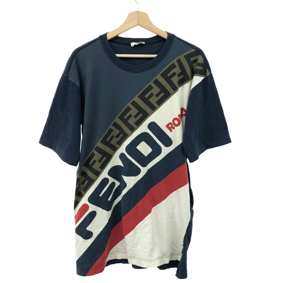FENDI フェンディ カットソー サイズ:S FILAコラボ/サイドスリット ネイビー メンズ【中古】
