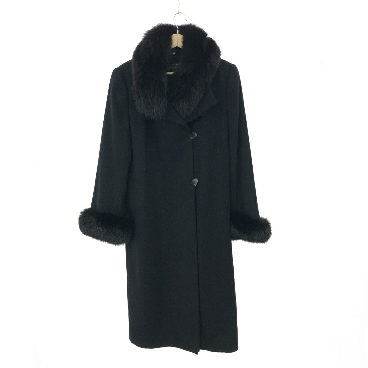LEILIAN レリアン カシミヤロングコート 良好 サイズ:9 カシミヤ100％/フォックスファー使用    ブラック レディース【中古】