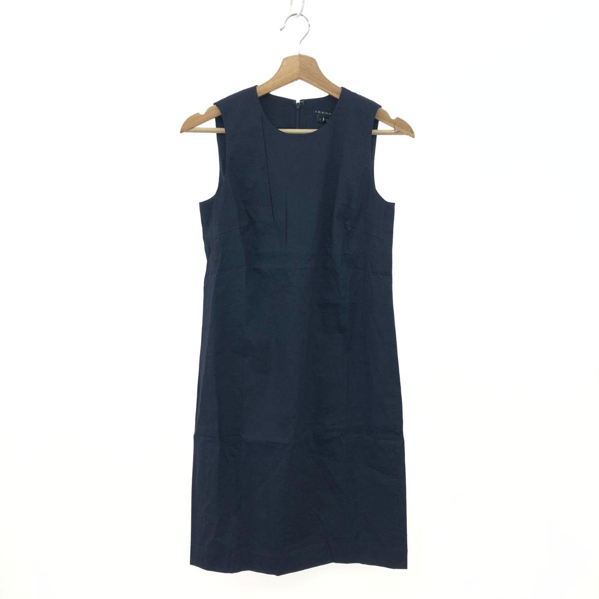 theory セオリー フレンチスリーブチュニック 未使用品 サイズ:0 リネン ネイビー レディース【中古】