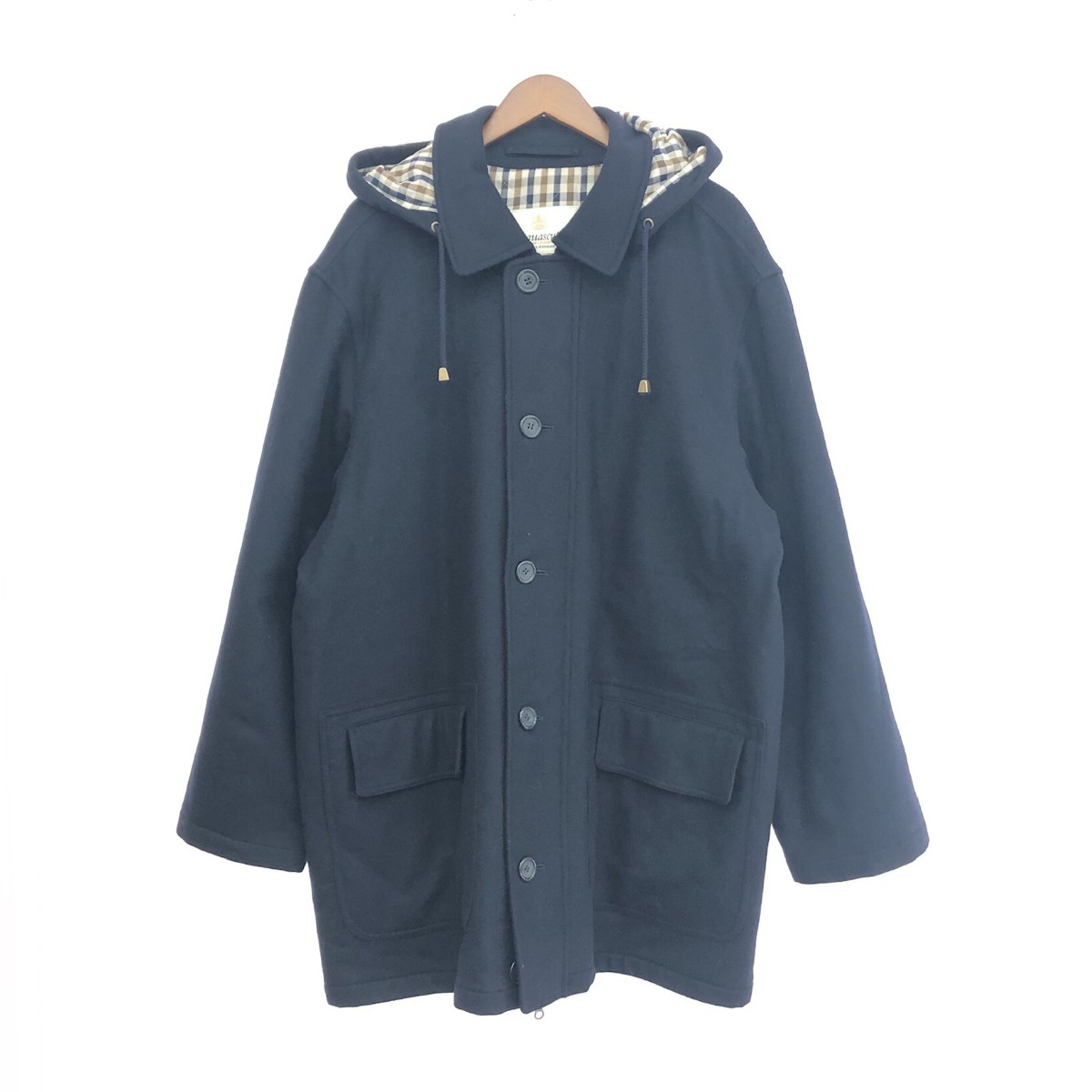 Aquascutum アクアスキュータム フーデッドコート サイズ:M ウール×カシミヤ ネイビー メンズ【中古】 18,517円