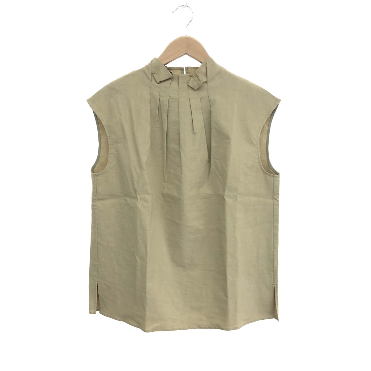 theory luxe Lush Linen Shayne Blouse 未使用品 サイズ:38 ノースリーブブラウス ウォッシャブル 5208201/25SS ベージュ レディース【中古】