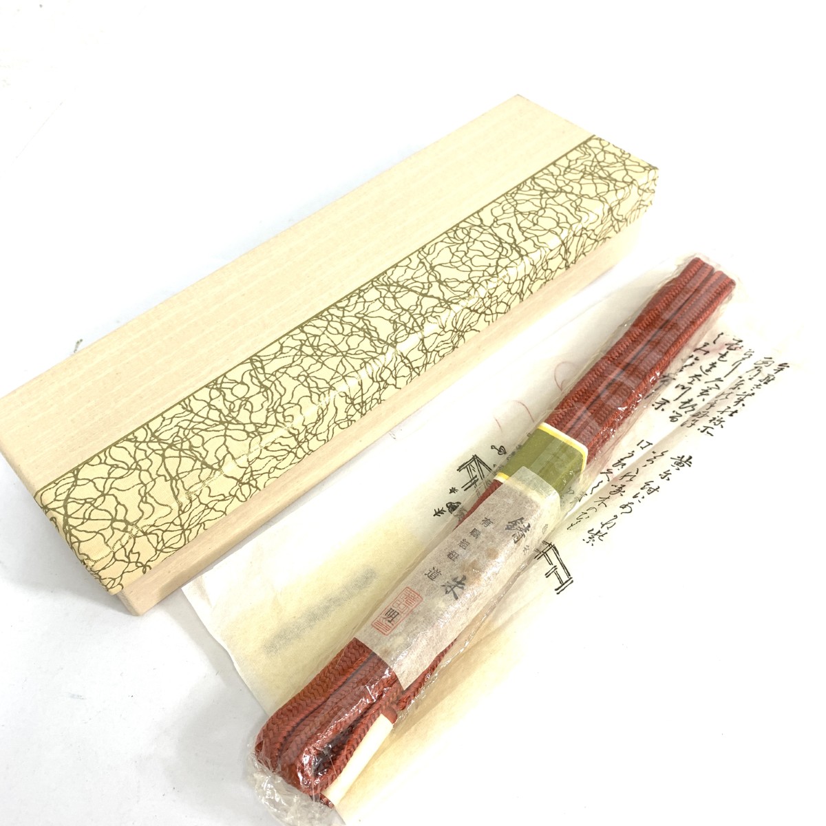 有職組紐 道明 有職組紐 道明 帯締め 未当て嵌める品  組紐 道明古式糸組法教處 言い慣わし芸術     赤いこと レディース【中古】