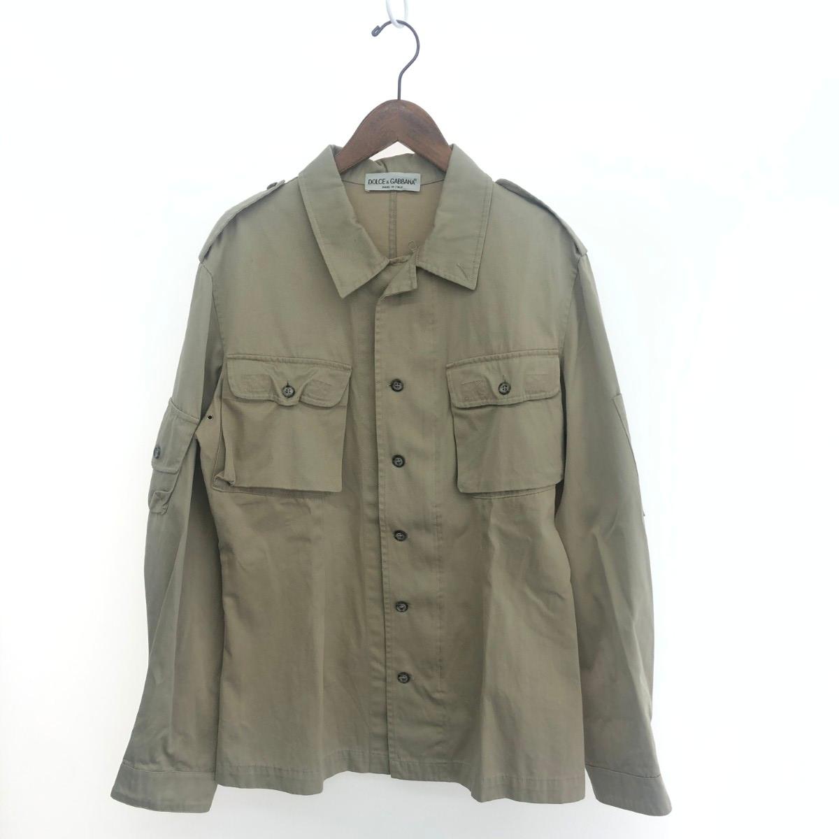 DOLCE&GABBANA ドルチェ&ガッバーナ ミリタリージャケット サイズ:52 エレポット/白タグ ブラック/ベージュ メンズ【中古】