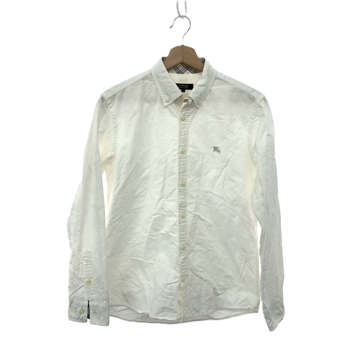 BURBERRY BLACK LABEL バーバリーブラックレーベル 長袖ボタンダウンシャツ サイズ:2 ホワイト メンズ【中古】