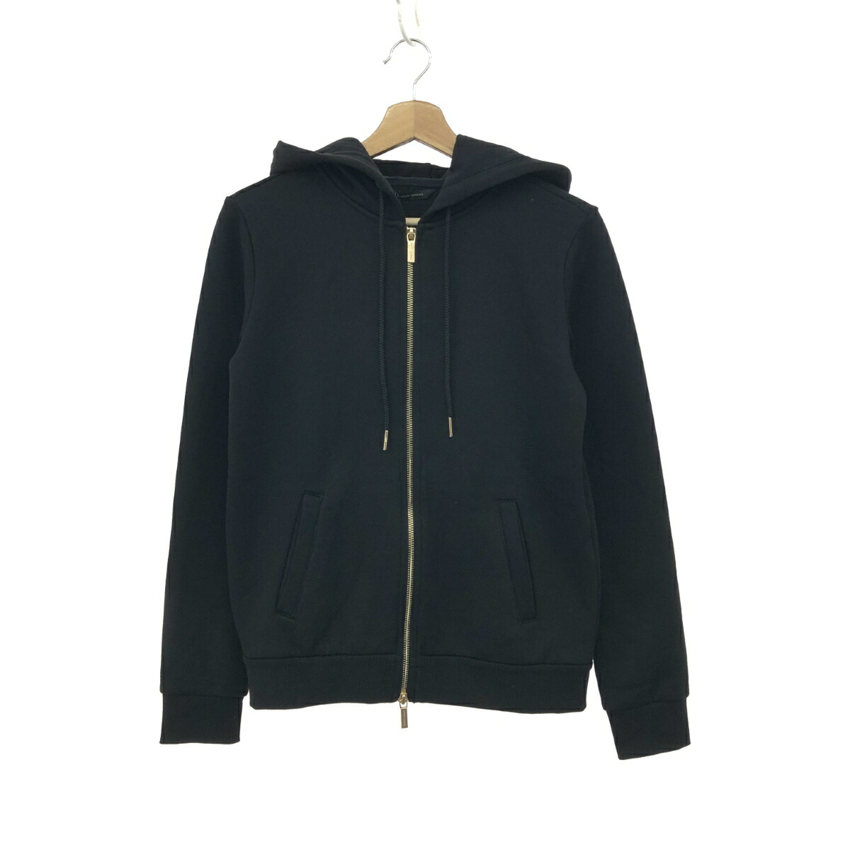 ARMANI EXCHANGE アルマーニエクスチェンジ ジップアップパーカー 未当て嵌める品 大きさ:S うしろ側ロゴタイプ 6ZYMAP   黒いこと メンズ【中古】