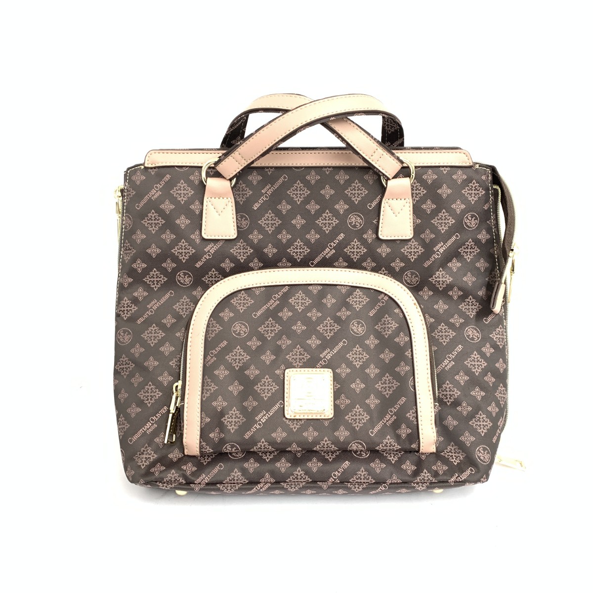 CHRISTIAN OLIVIER クリスチャンオリビエ 2WAYリュック 美品 モノグラム ナイロン ショコラピンク ブラウン レディース【中古】