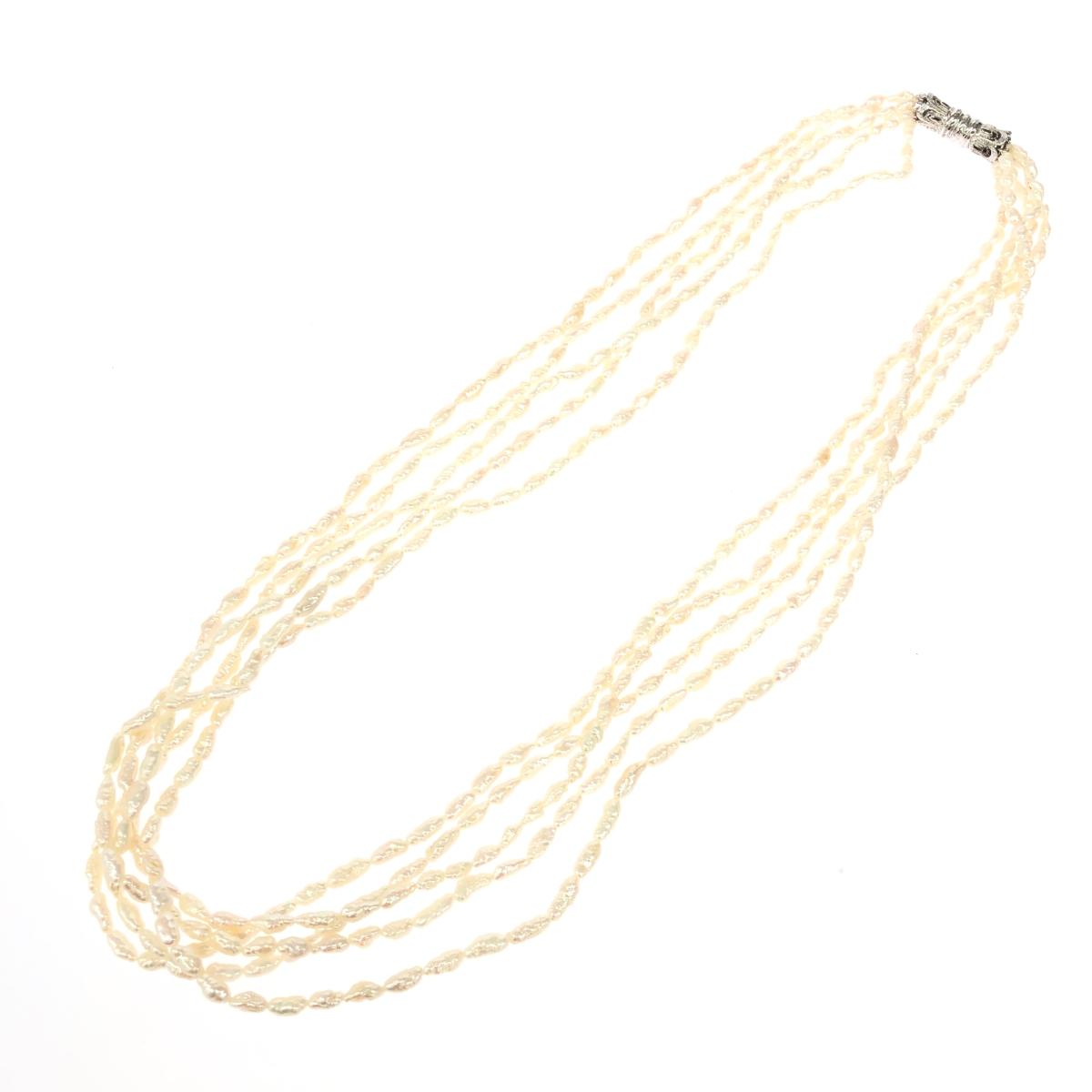 5連パールネックレス 良好 バロック/芥子 ホワイト レディース【中古】 13,024円